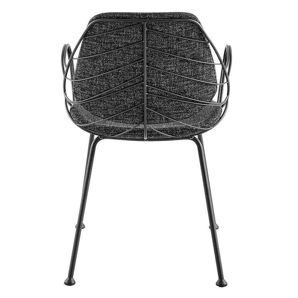 Set Of Two Leaf Dark Gray Fabric And Black Dining Armchairs By Homeroots | Dining Chairs | Modishstore - 5