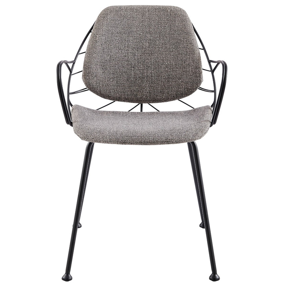 Set Of Two Leaf Dark Gray Fabric And Black Dining Armchairs By Homeroots | Dining Chairs | Modishstore - 9