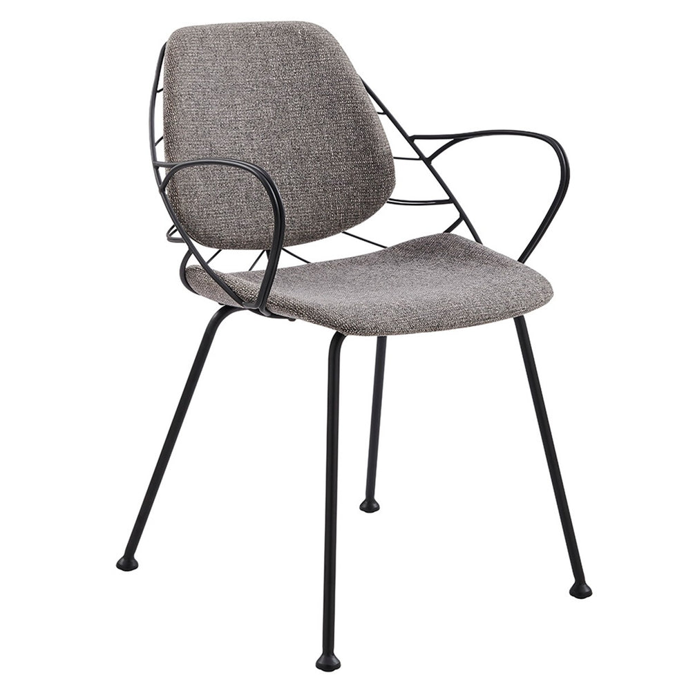 Set Of Two Leaf Dark Gray Fabric And Black Dining Armchairs By Homeroots | Dining Chairs | Modishstore - 10
