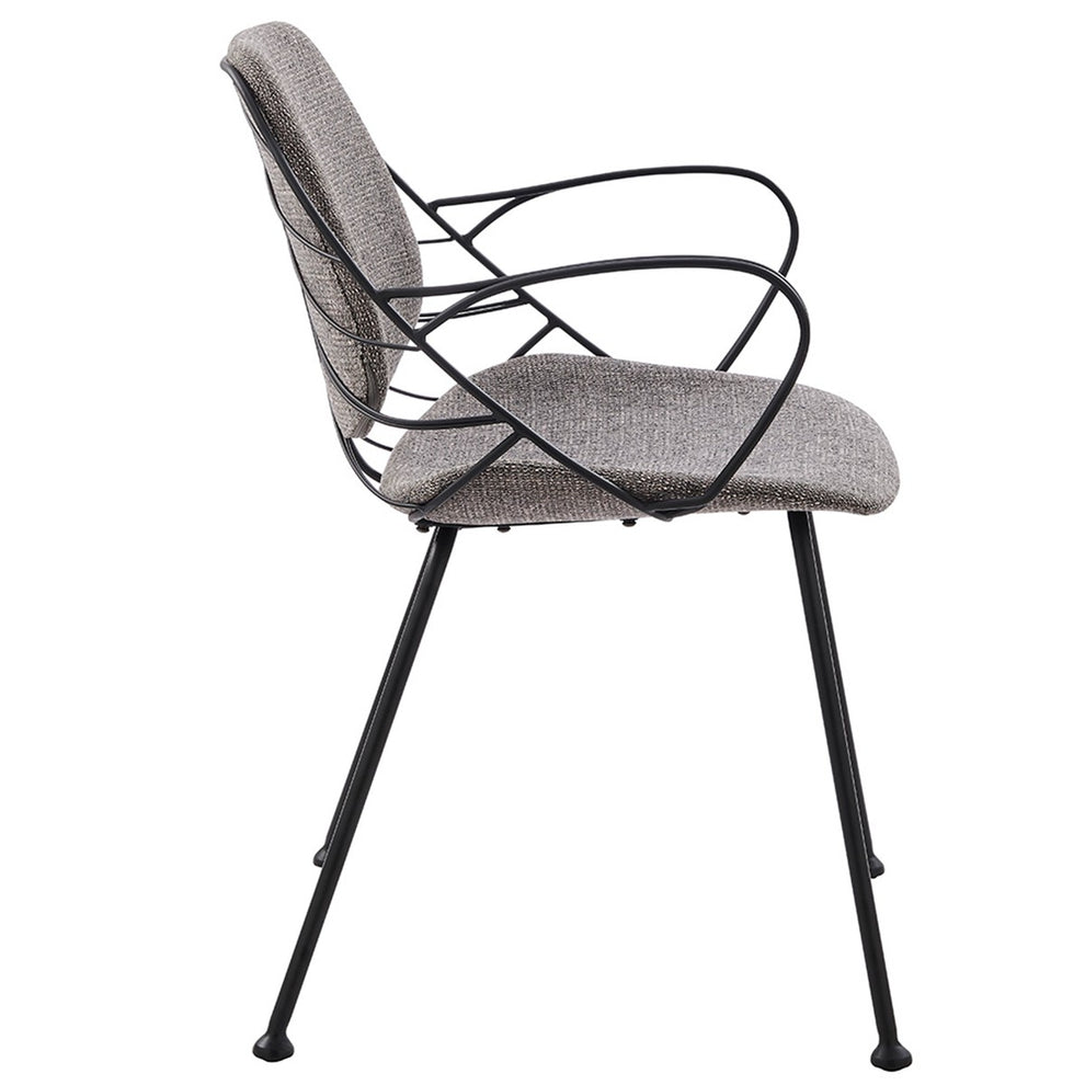 Set Of Two Leaf Dark Gray Fabric And Black Dining Armchairs By Homeroots | Dining Chairs | Modishstore - 11