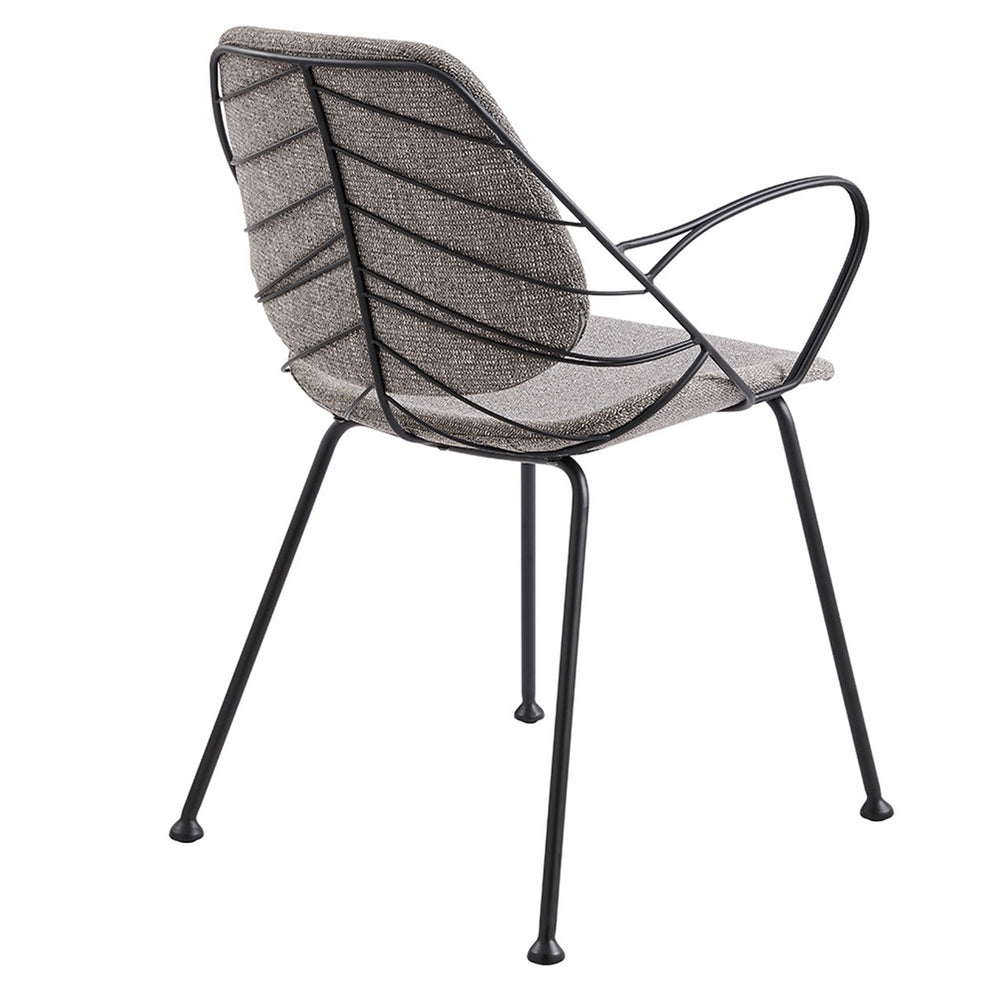 Set Of Two Leaf Dark Gray Fabric And Black Dining Armchairs By Homeroots | Dining Chairs | Modishstore - 12