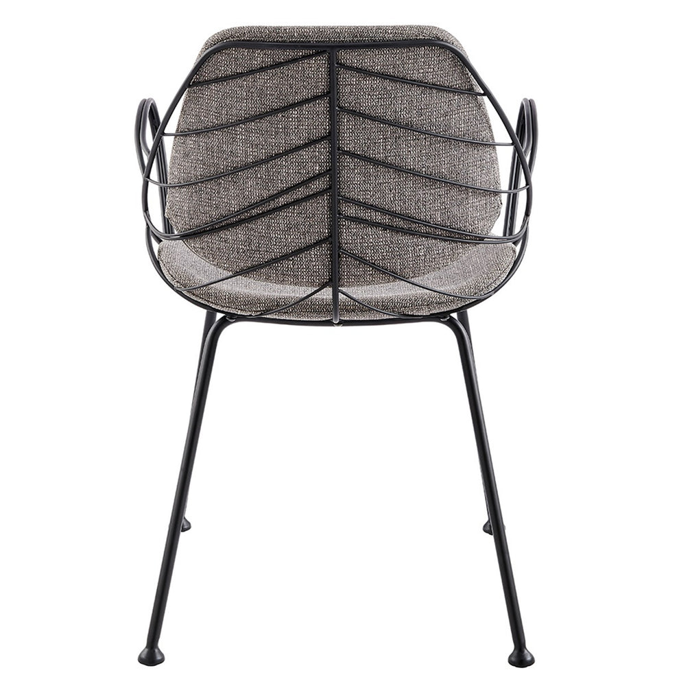 Set Of Two Leaf Dark Gray Fabric And Black Dining Armchairs By Homeroots | Dining Chairs | Modishstore - 13
