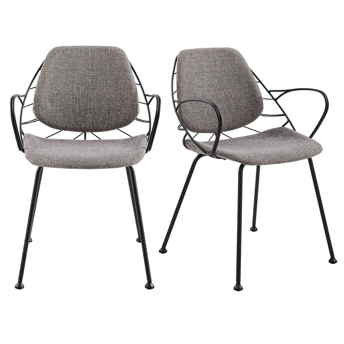 Set Of Two Leaf Dark Gray Fabric And Black Dining Armchairs By Homeroots | Dining Chairs | Modishstore - 15