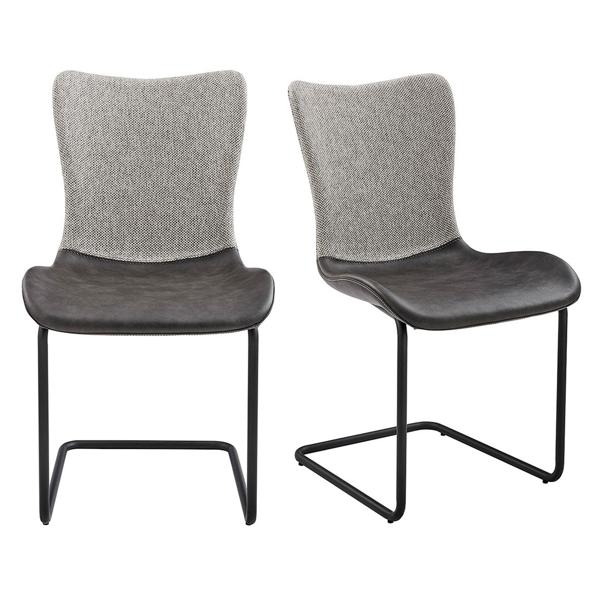 Set Of Two Gray Metro Mix Cantilever Dining Chairs By Homeroots | Dining Chairs | Modishstore - 8