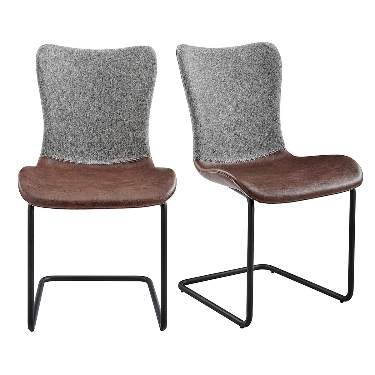 Set Of Two Gray Metro Mix Cantilever Dining Chairs By Homeroots | Dining Chairs | Modishstore - 15