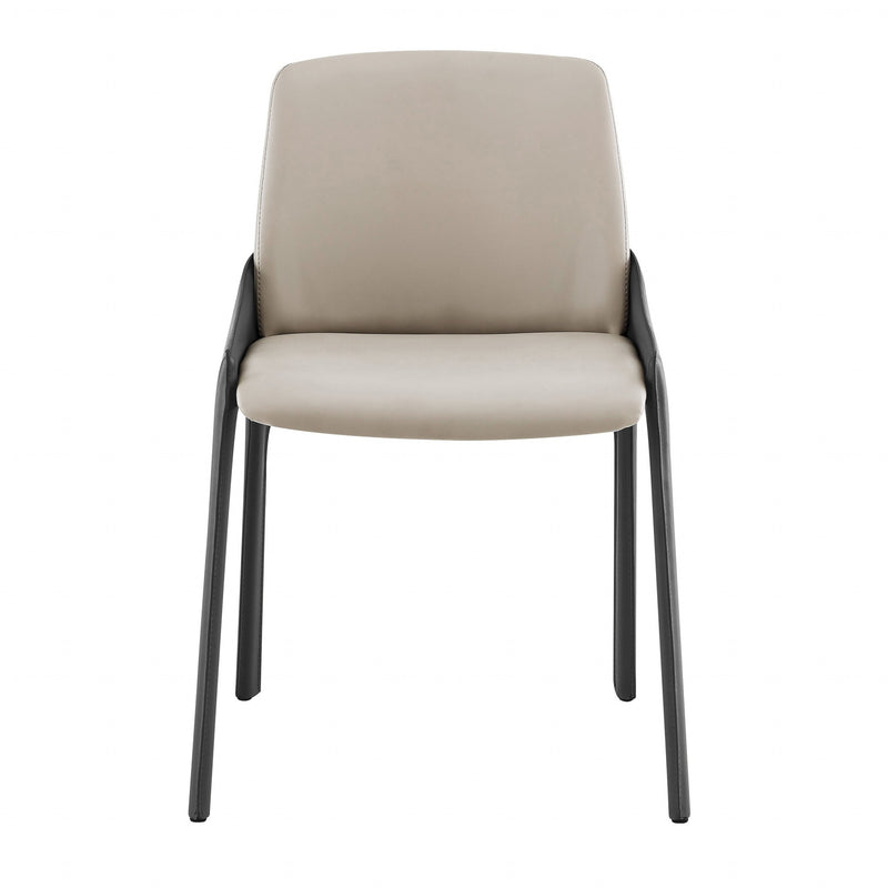 Set Of Two Light And Dark Gray Faux Faux Leather Side Chairs By Homeroots | Dining Chairs | Modishstore
