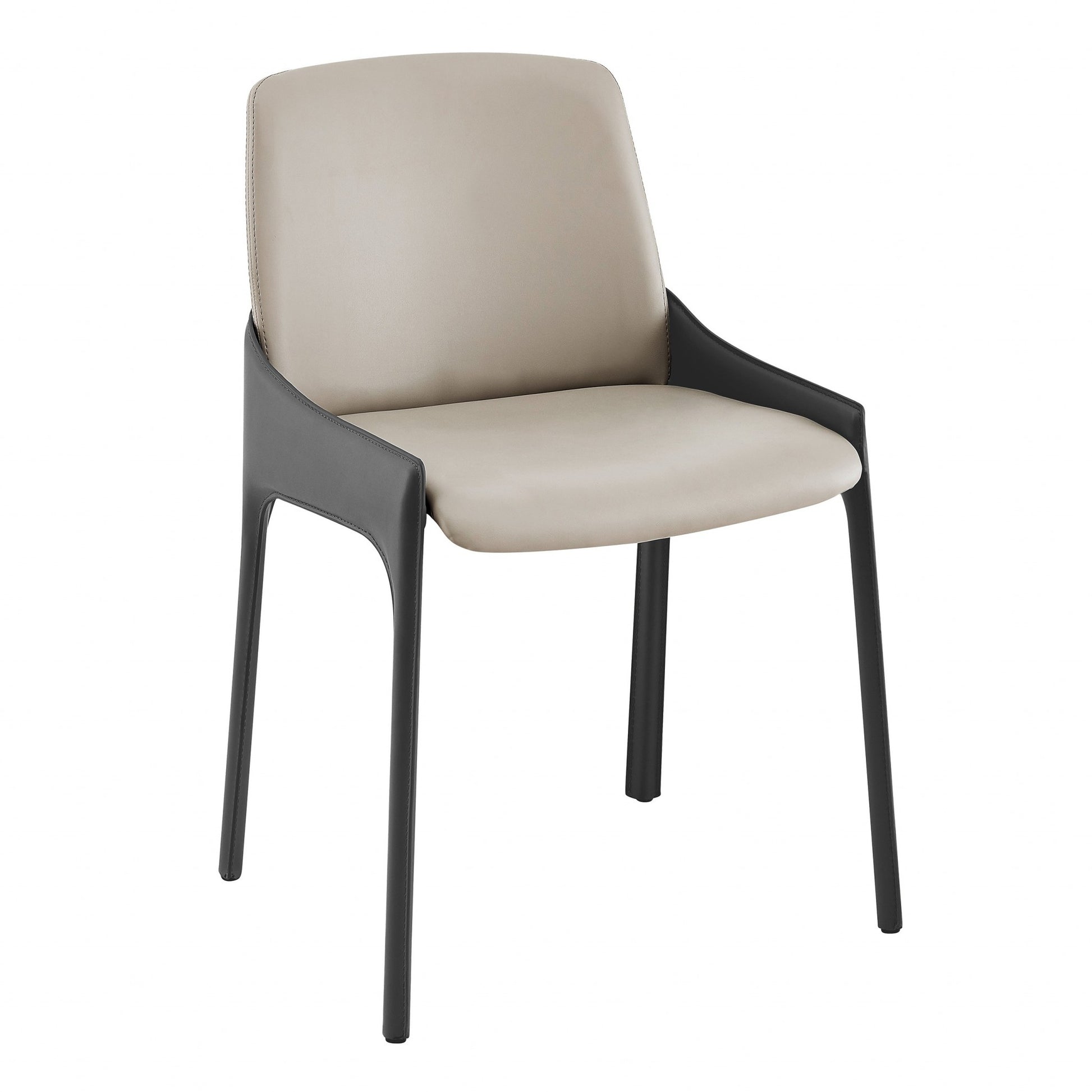 Set Of Two Light And Dark Gray Faux Faux Leather Side Chairs By Homeroots | Dining Chairs | Modishstore - 2