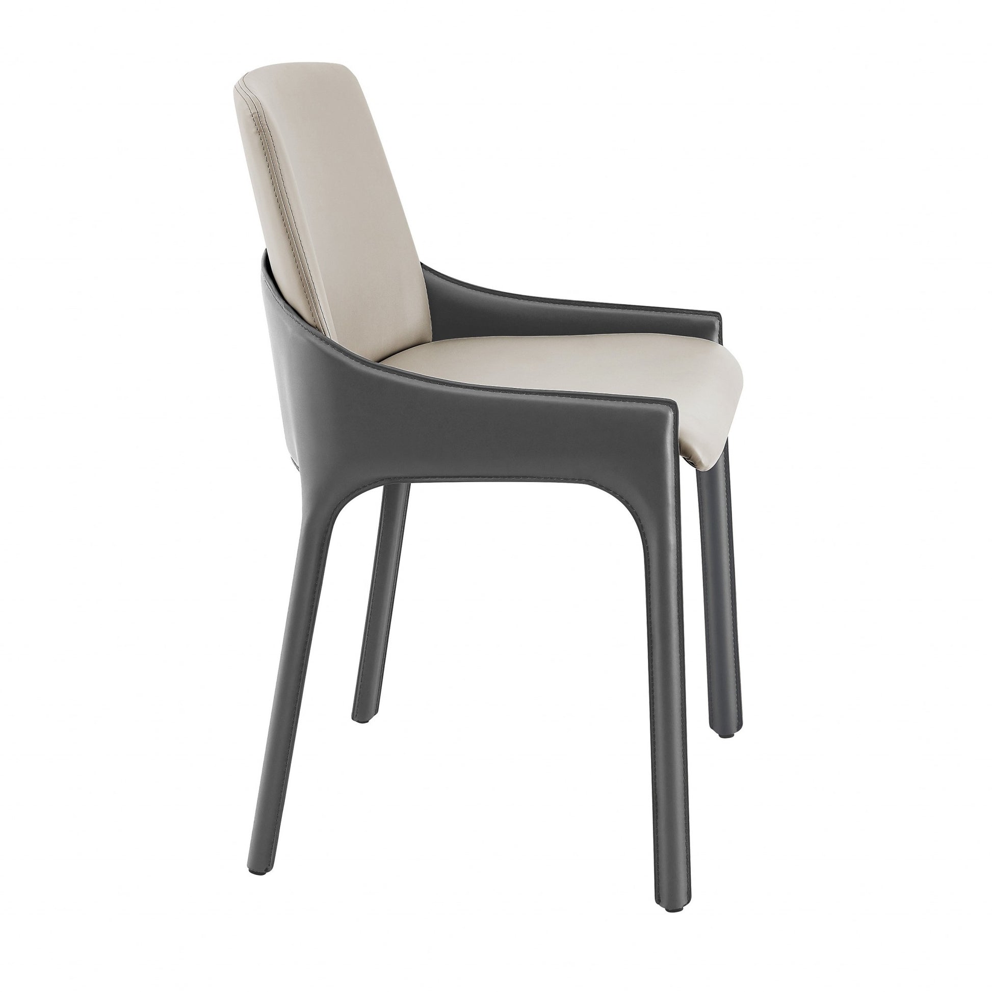 Set Of Two Light And Dark Gray Faux Faux Leather Side Chairs By Homeroots | Dining Chairs | Modishstore - 3
