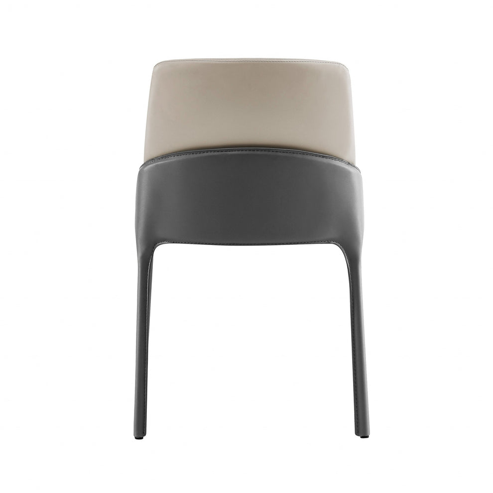 Set Of Two Light And Dark Gray Faux Faux Leather Side Chairs By Homeroots | Dining Chairs | Modishstore - 5