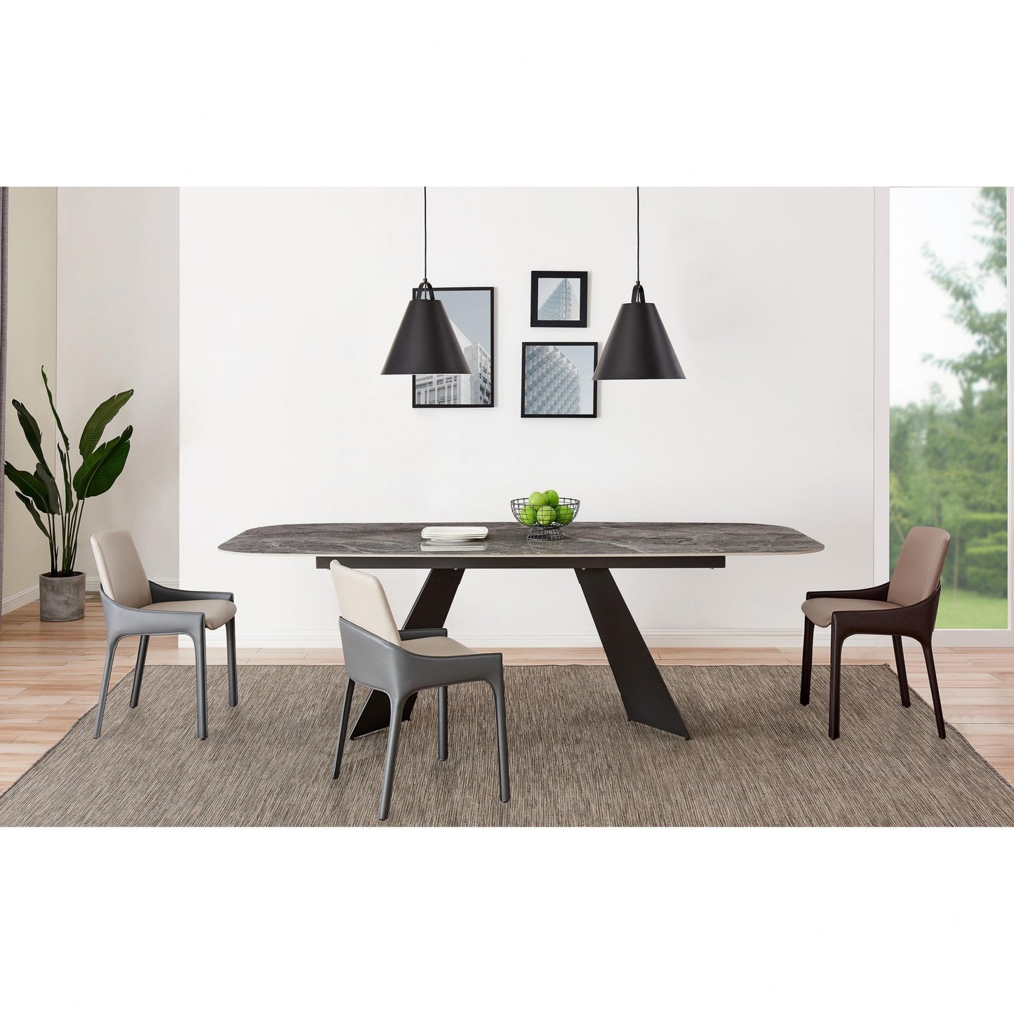 Set Of Two Light And Dark Gray Faux Faux Leather Side Chairs By Homeroots | Dining Chairs | Modishstore - 7