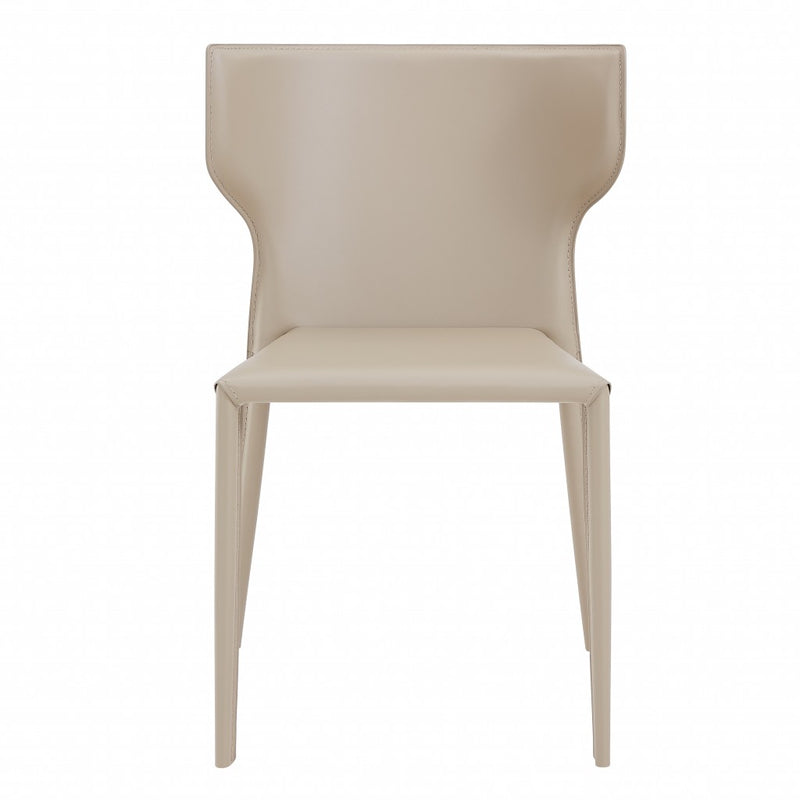Set Of Two All-Faux Faux Leather Beige Stacking Chairs By Homeroots | Dining Chairs | Modishstore