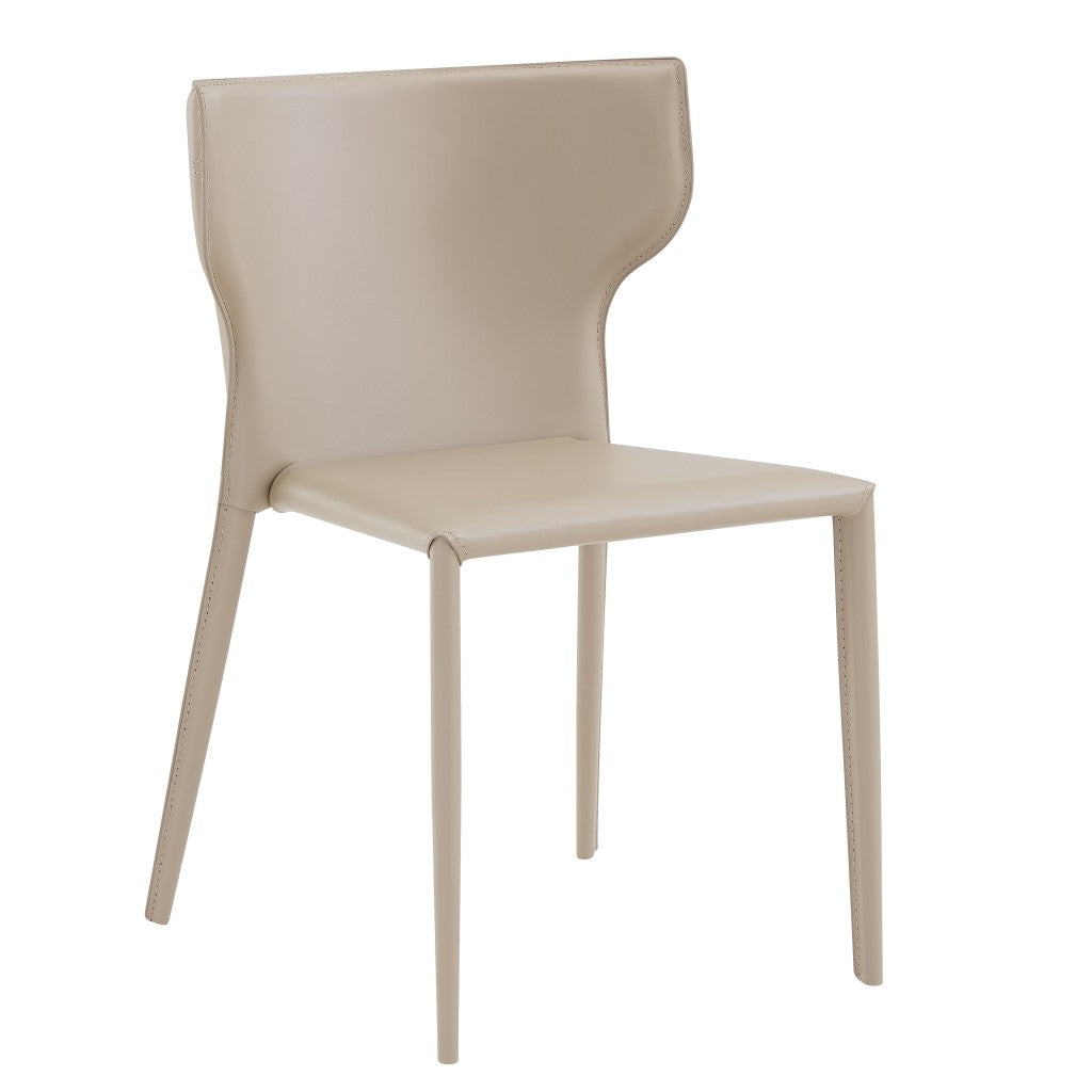 Set Of Two All-Faux Faux Leather Beige Stacking Chairs By Homeroots | Dining Chairs | Modishstore - 2
