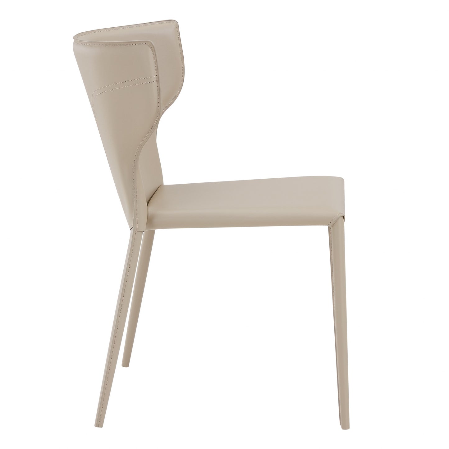 Set Of Two All-Faux Faux Leather Beige Stacking Chairs By Homeroots | Dining Chairs | Modishstore - 3
