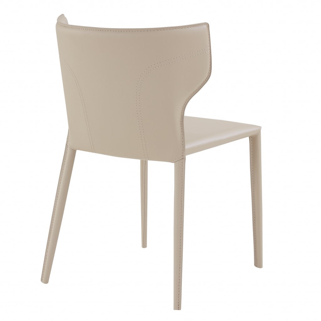 Set Of Two All-Faux Faux Leather Beige Stacking Chairs By Homeroots | Dining Chairs | Modishstore - 4