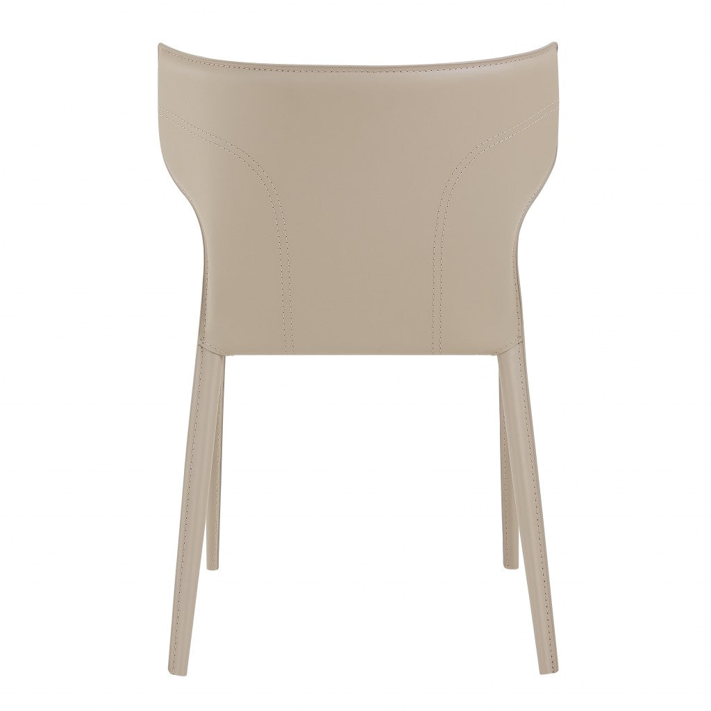 Set Of Two All-Faux Faux Leather Beige Stacking Chairs By Homeroots | Dining Chairs | Modishstore - 5
