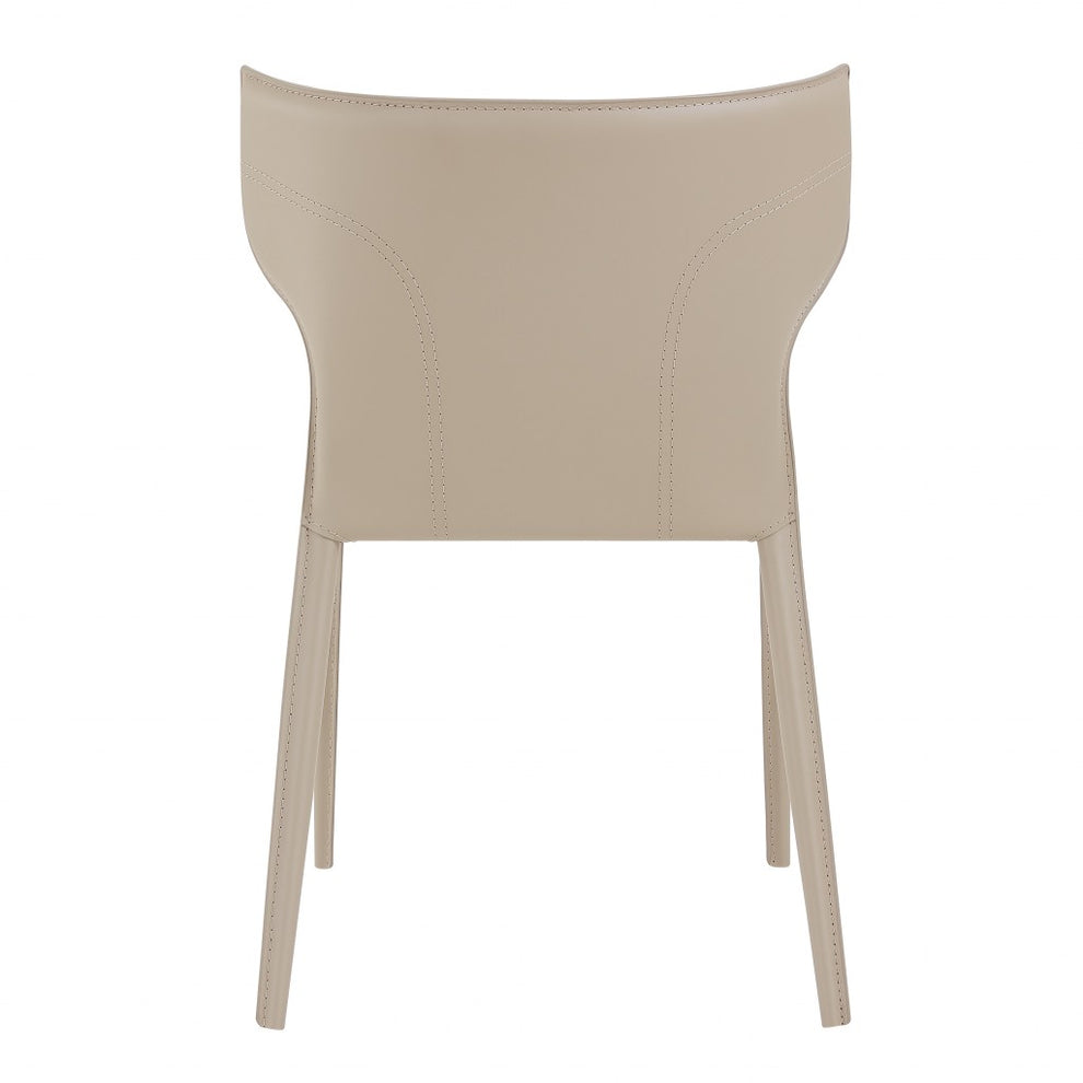 Set Of Two All-Faux Faux Leather Beige Stacking Chairs By Homeroots | Dining Chairs | Modishstore - 5