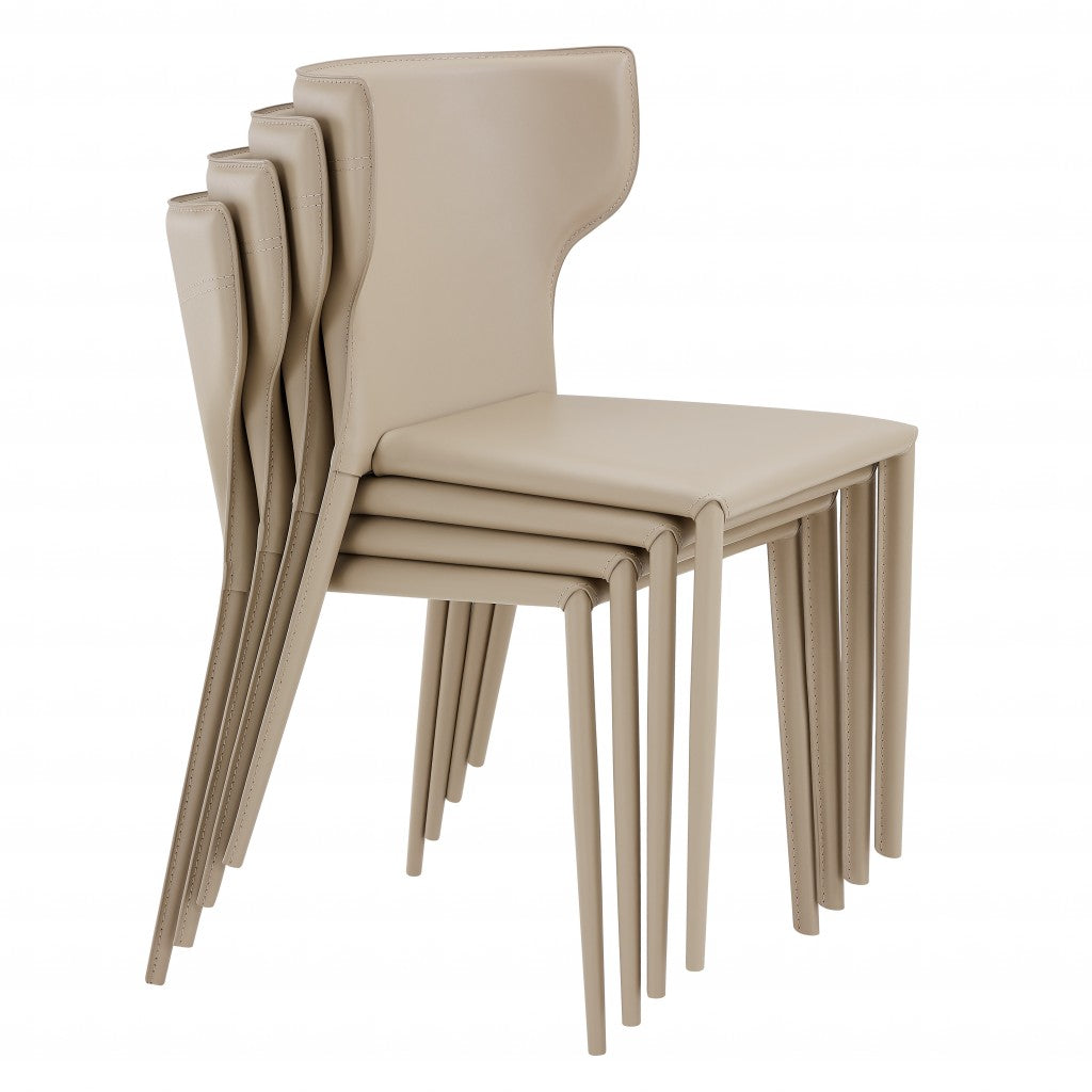 Set Of Two All-Faux Faux Leather Beige Stacking Chairs By Homeroots | Dining Chairs | Modishstore - 6