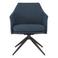 Dark Teal Blue Fabric And Black Swivel Armchair By Homeroots | Dining Chairs | Modishstore