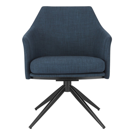 Dark Teal Blue Fabric And Black Swivel Armchair By Homeroots | Dining Chairs | Modishstore