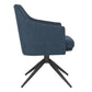 Dark Teal Blue Fabric And Black Swivel Armchair By Homeroots | Dining Chairs | Modishstore - 3