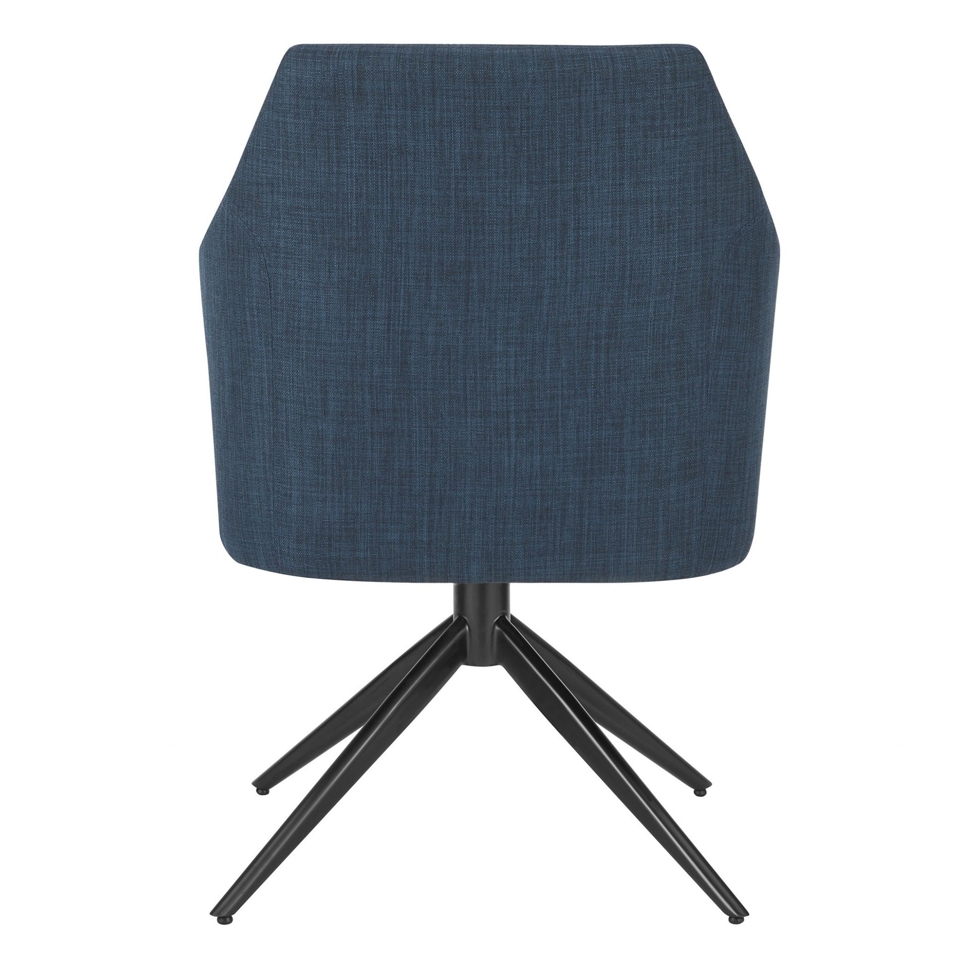 Dark Teal Blue Fabric And Black Swivel Armchair By Homeroots | Dining Chairs | Modishstore - 5