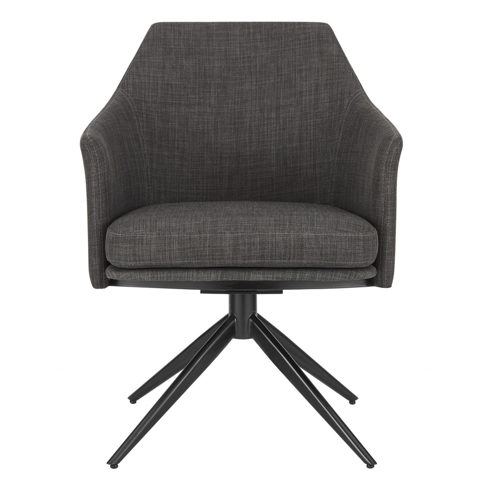 Dark Teal Blue Fabric And Black Swivel Armchair By Homeroots | Dining Chairs | Modishstore - 7