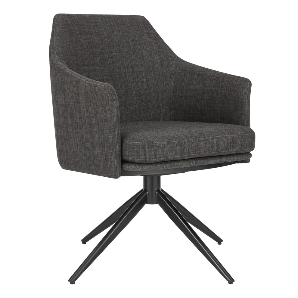 Dark Teal Blue Fabric And Black Swivel Armchair By Homeroots | Dining Chairs | Modishstore - 8