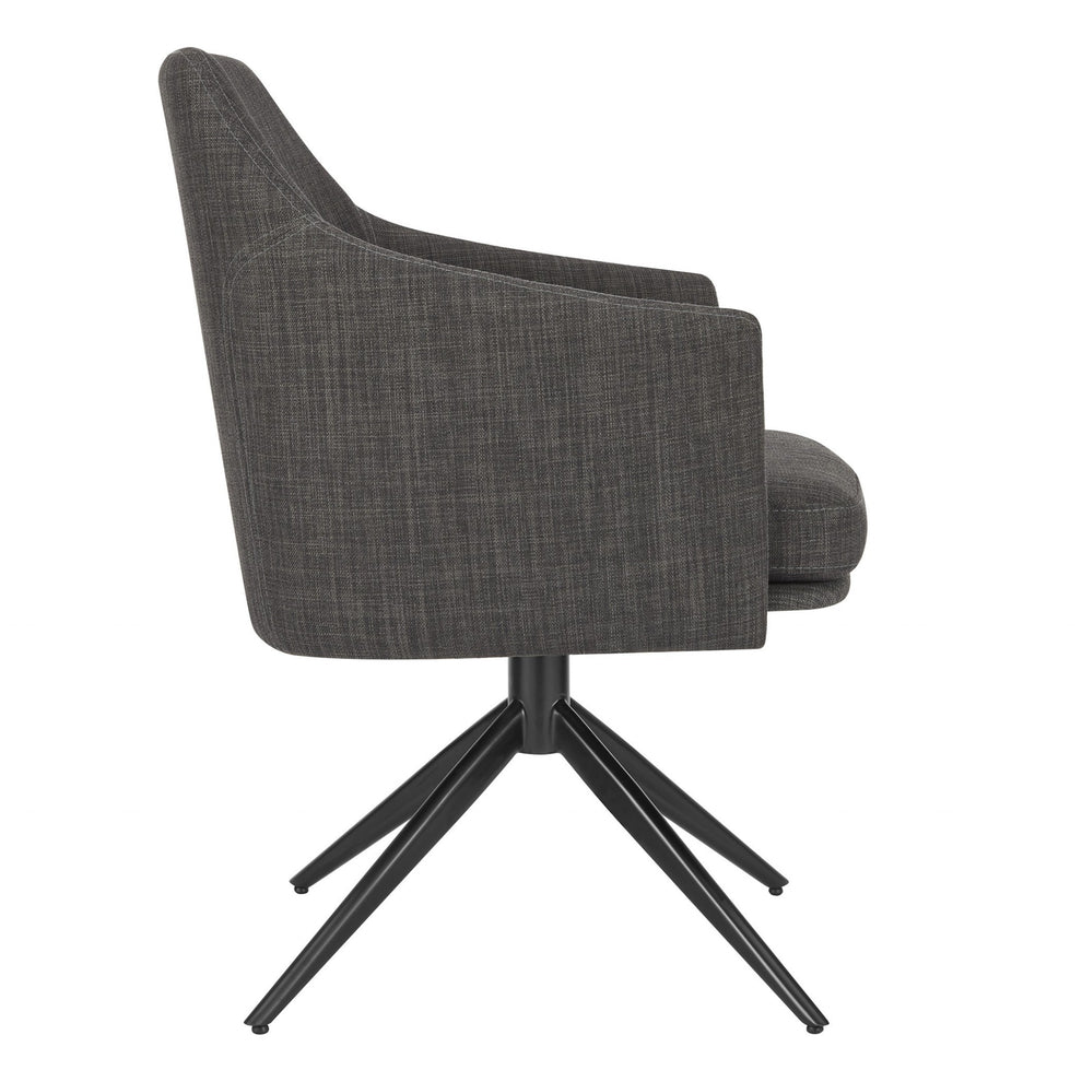 Dark Teal Blue Fabric And Black Swivel Armchair By Homeroots | Dining Chairs | Modishstore - 9