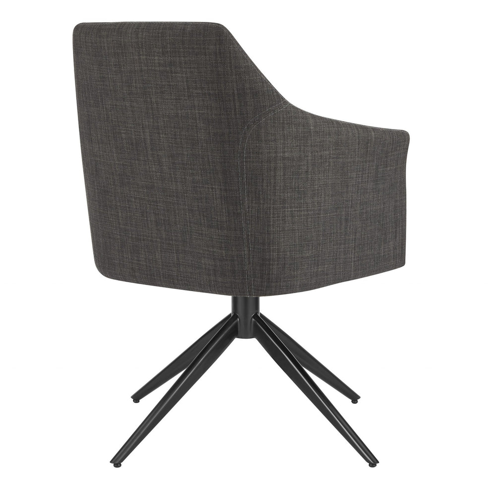 Dark Teal Blue Fabric And Black Swivel Armchair By Homeroots | Dining Chairs | Modishstore - 10