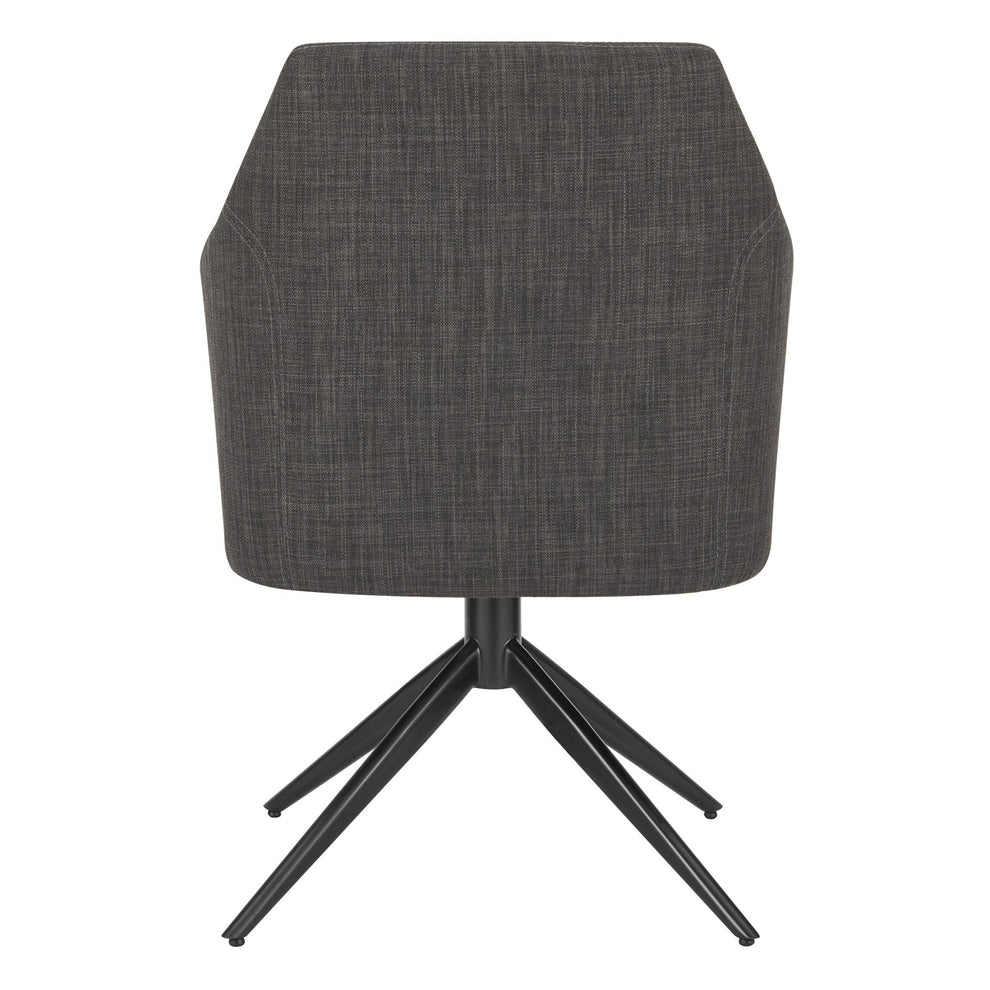 Dark Teal Blue Fabric And Black Swivel Armchair By Homeroots | Dining Chairs | Modishstore - 11