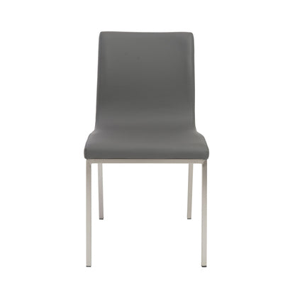 Set Of Two Minimalist Light Gray Faux Faux Leather Chairs By Homeroots | Dining Chairs | Modishstore