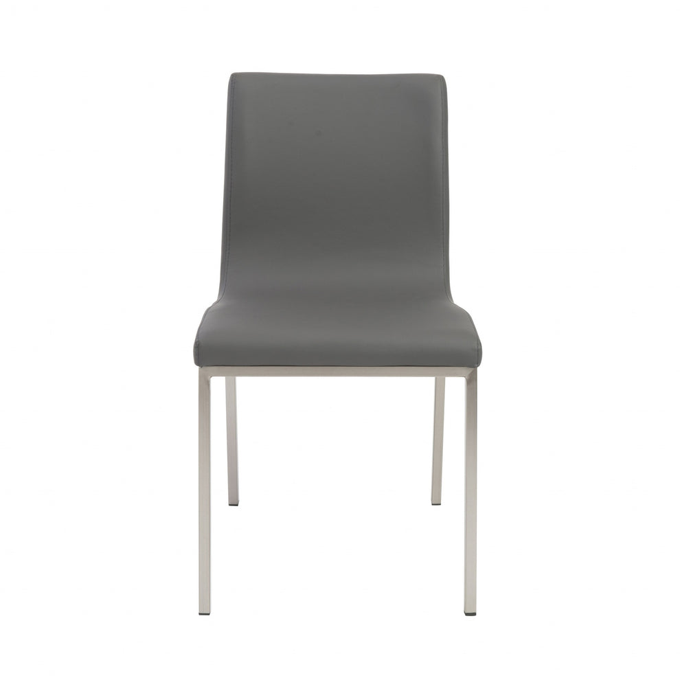 Set Of Two Minimalist Light Gray Faux Faux Leather Chairs By Homeroots | Dining Chairs | Modishstore