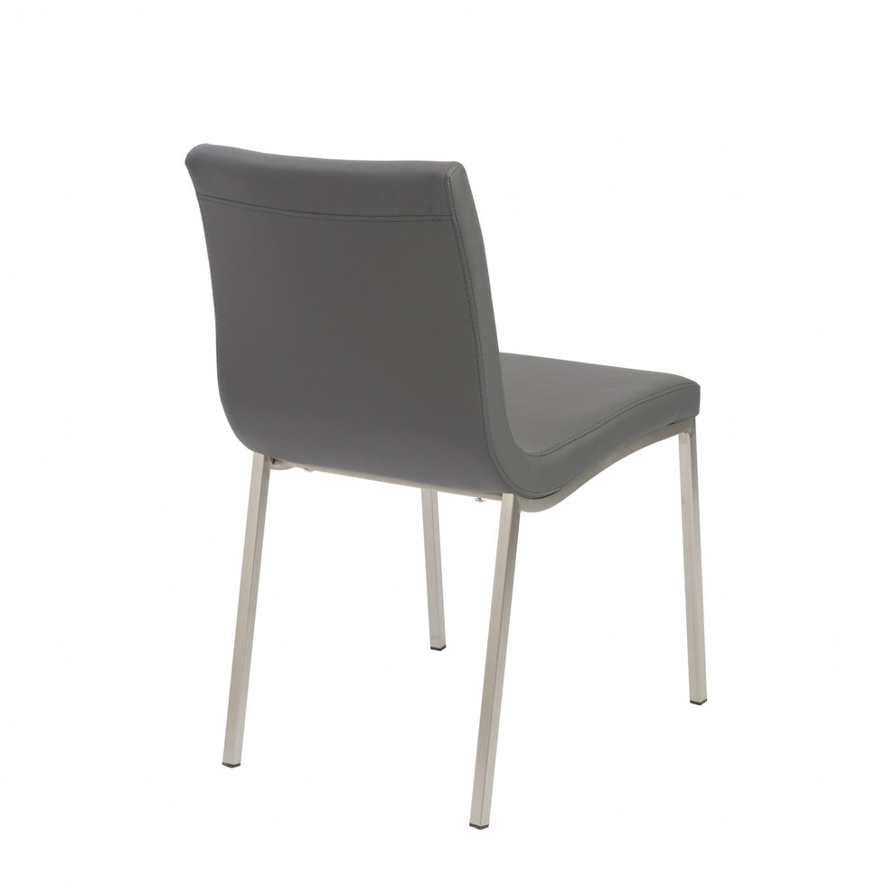 Set Of Two Minimalist Light Gray Faux Faux Leather Chairs By Homeroots | Dining Chairs | Modishstore - 4