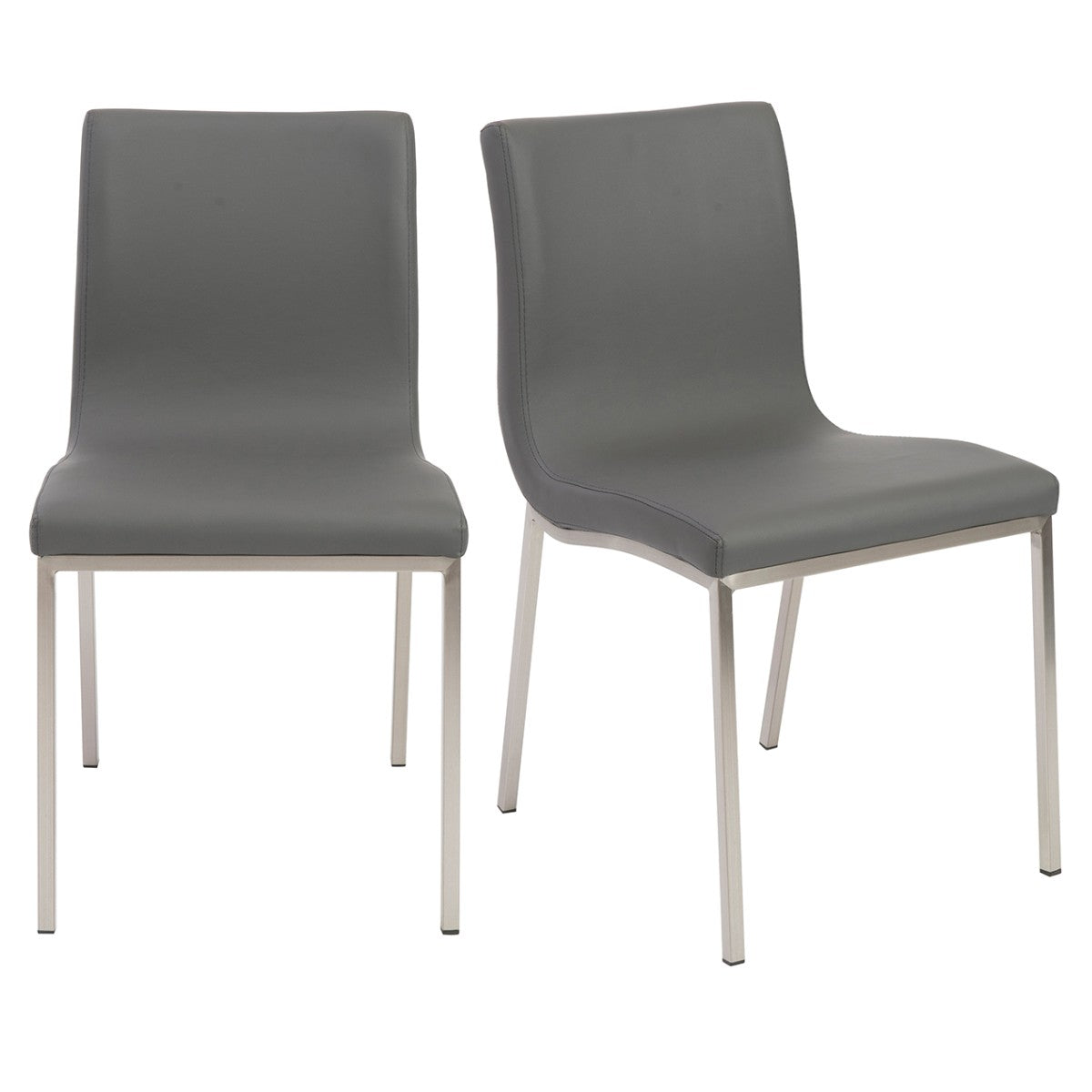 Set Of Two Minimalist Light Gray Faux Faux Leather Chairs By Homeroots | Dining Chairs | Modishstore - 5