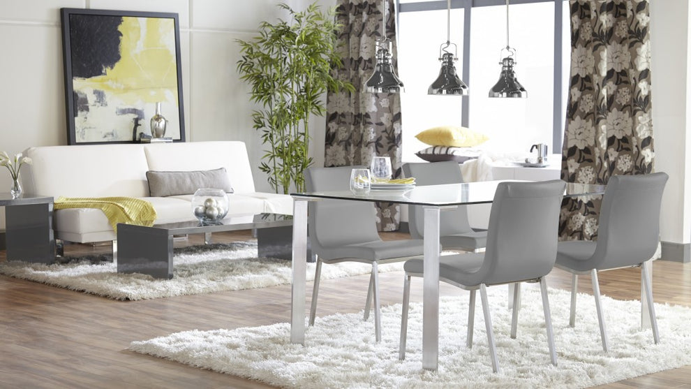 Set Of Two Minimalist Light Gray Faux Faux Leather Chairs By Homeroots | Dining Chairs | Modishstore - 7