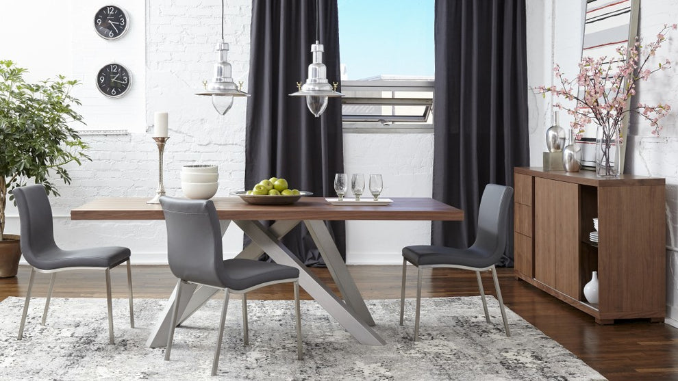 Set Of Two Minimalist Light Gray Faux Faux Leather Chairs By Homeroots | Dining Chairs | Modishstore - 8