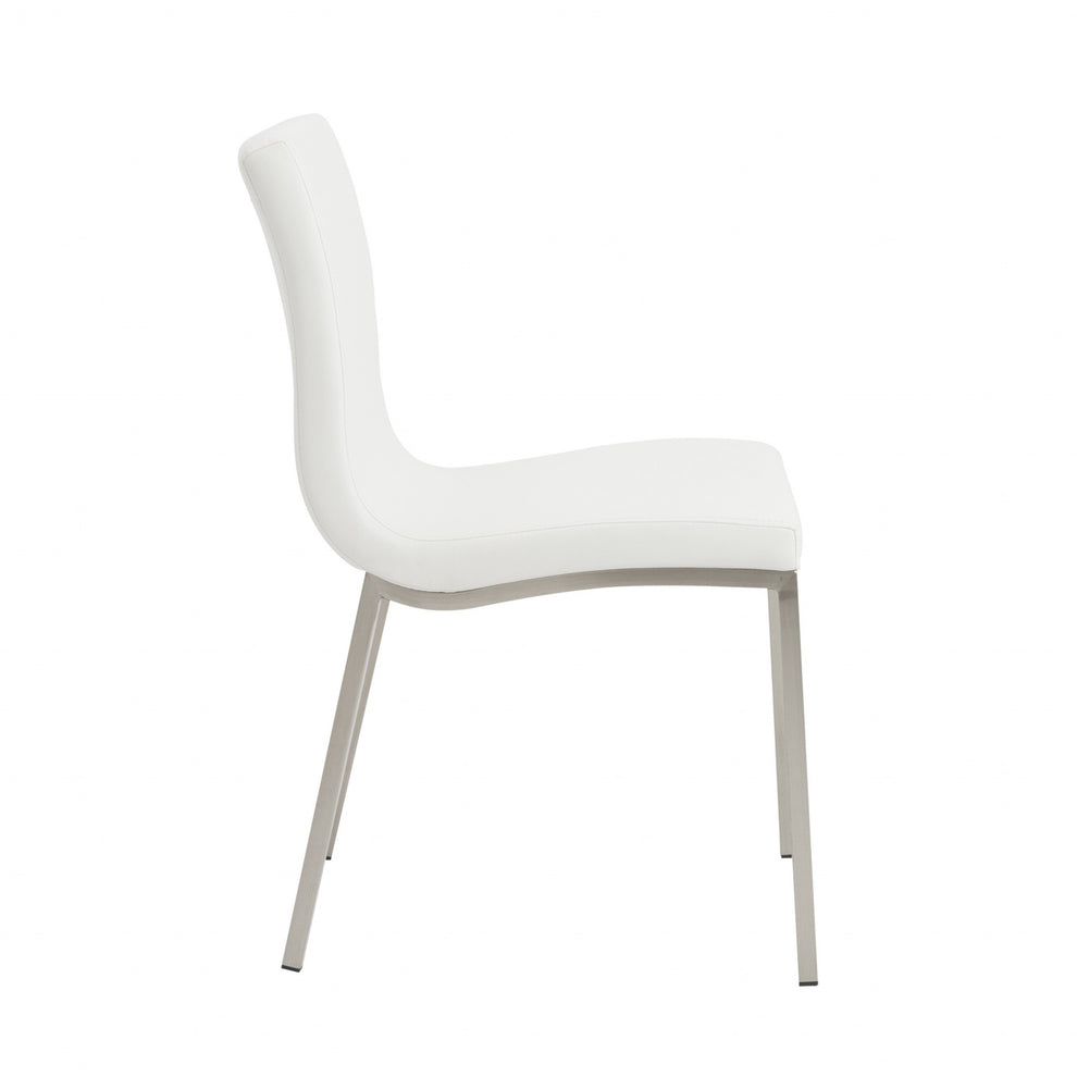 Set Of Two Minimalist Light Gray Faux Faux Leather Chairs By Homeroots | Dining Chairs | Modishstore - 10