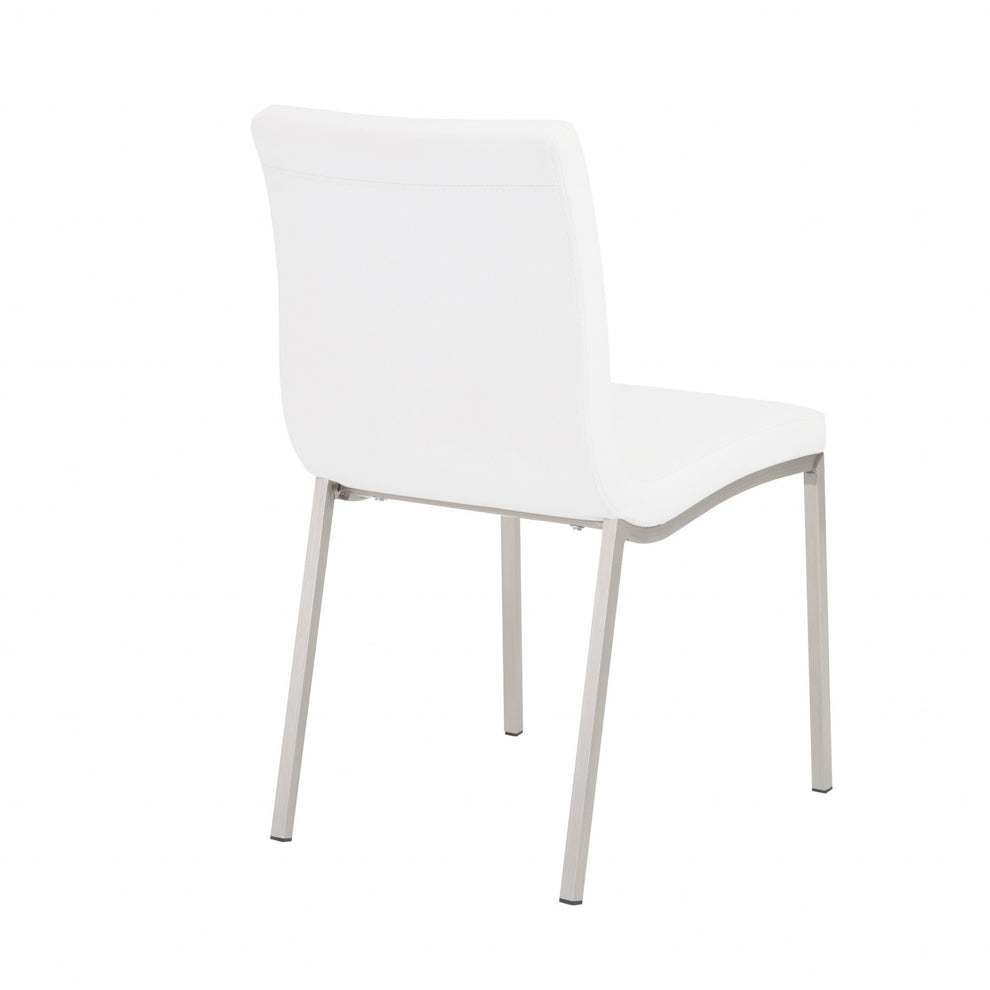 Set Of Two Minimalist Light Gray Faux Faux Leather Chairs By Homeroots | Dining Chairs | Modishstore - 11