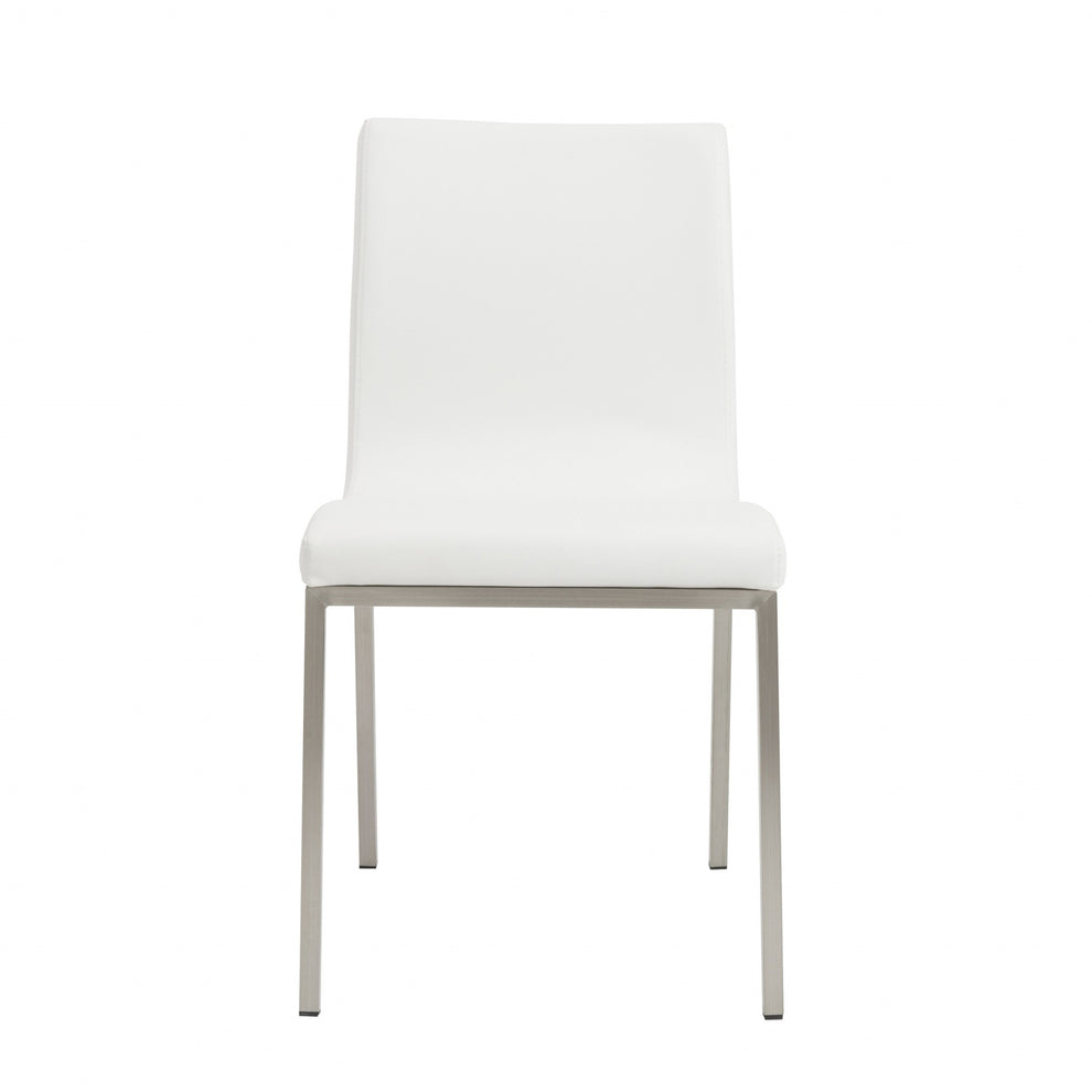 Set Of Two Minimalist Light Gray Faux Faux Leather Chairs By Homeroots | Dining Chairs | Modishstore - 12