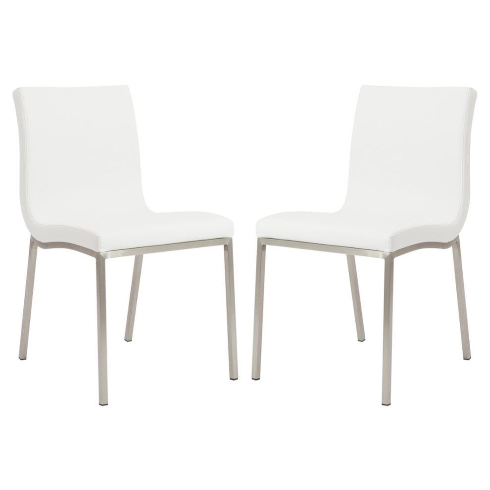 Set Of Two Minimalist Light Gray Faux Faux Leather Chairs By Homeroots | Dining Chairs | Modishstore - 13