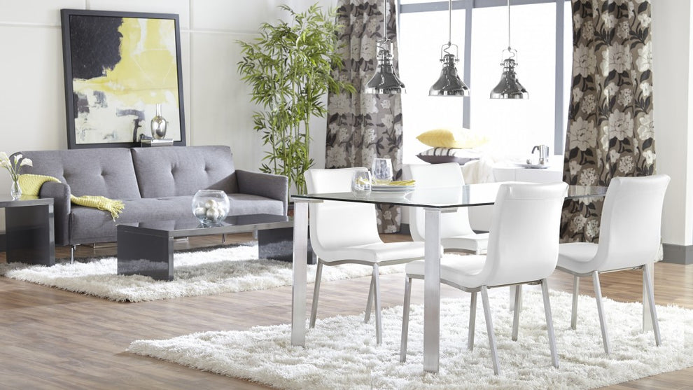 Set Of Two Minimalist Light Gray Faux Faux Leather Chairs By Homeroots | Dining Chairs | Modishstore - 14