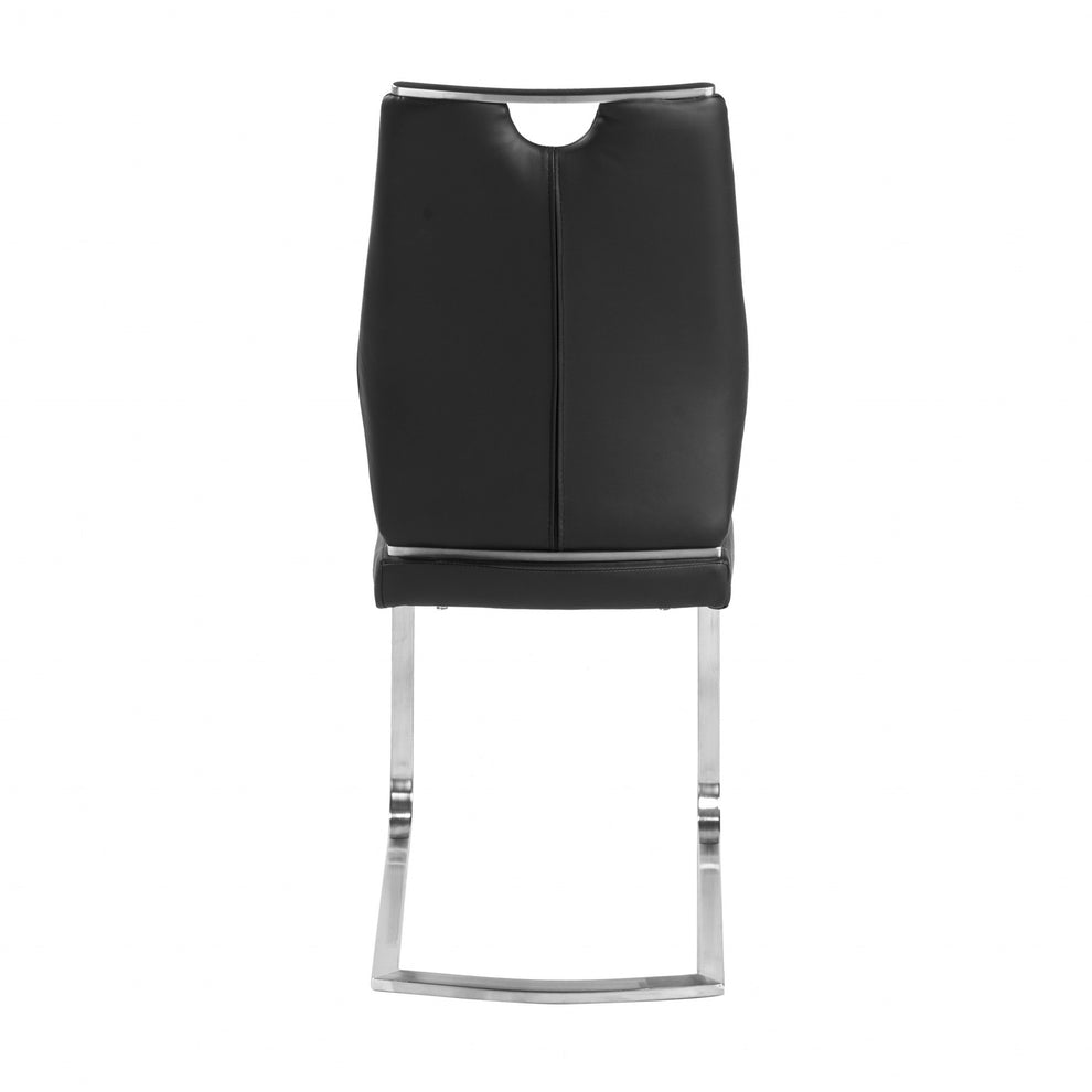 Set Of Two Black Faux Leather Cantilever Chairs By Homeroots | Dining Chairs | Modishstore - 5