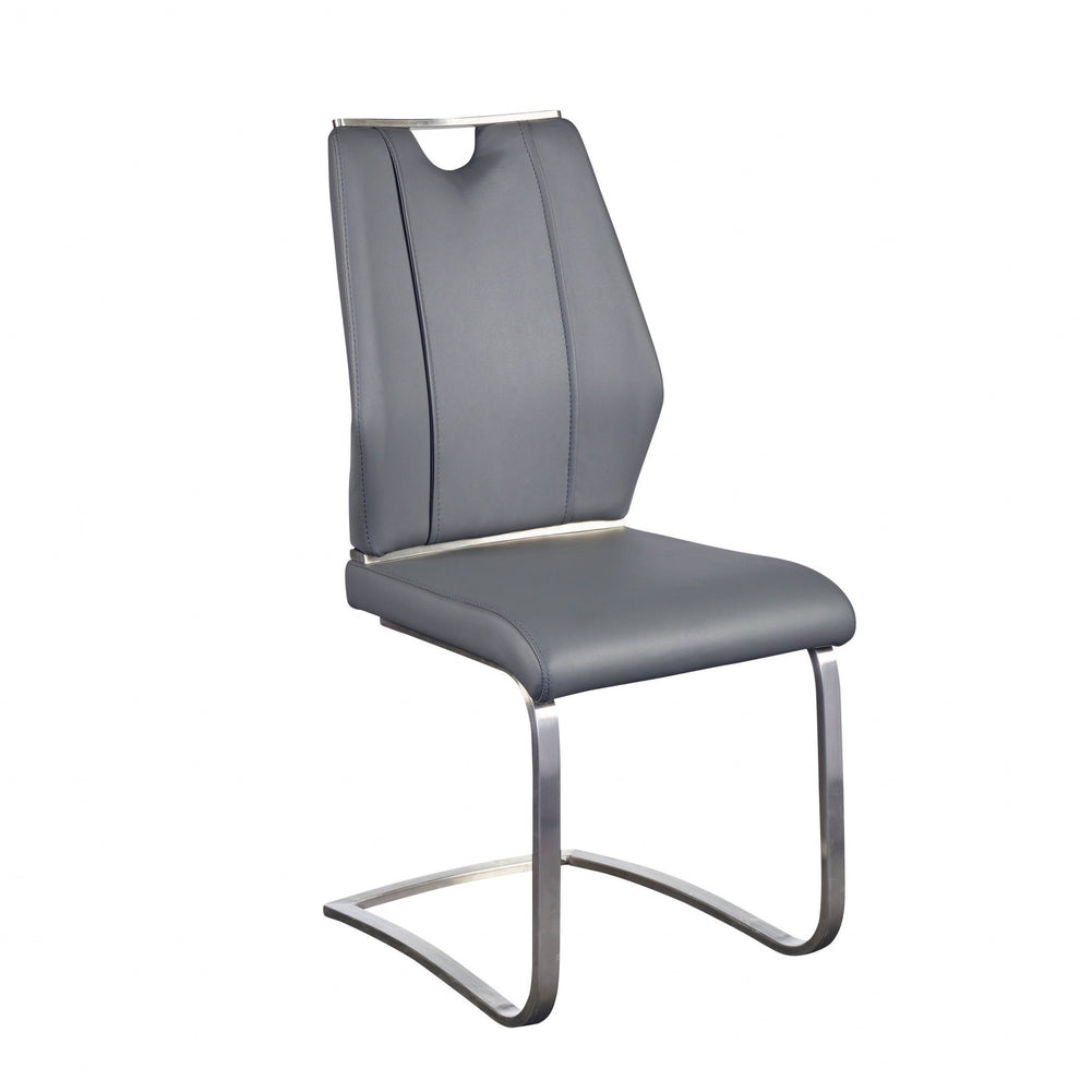 Set Of Two Black Faux Leather Cantilever Chairs By Homeroots | Dining Chairs | Modishstore - 10
