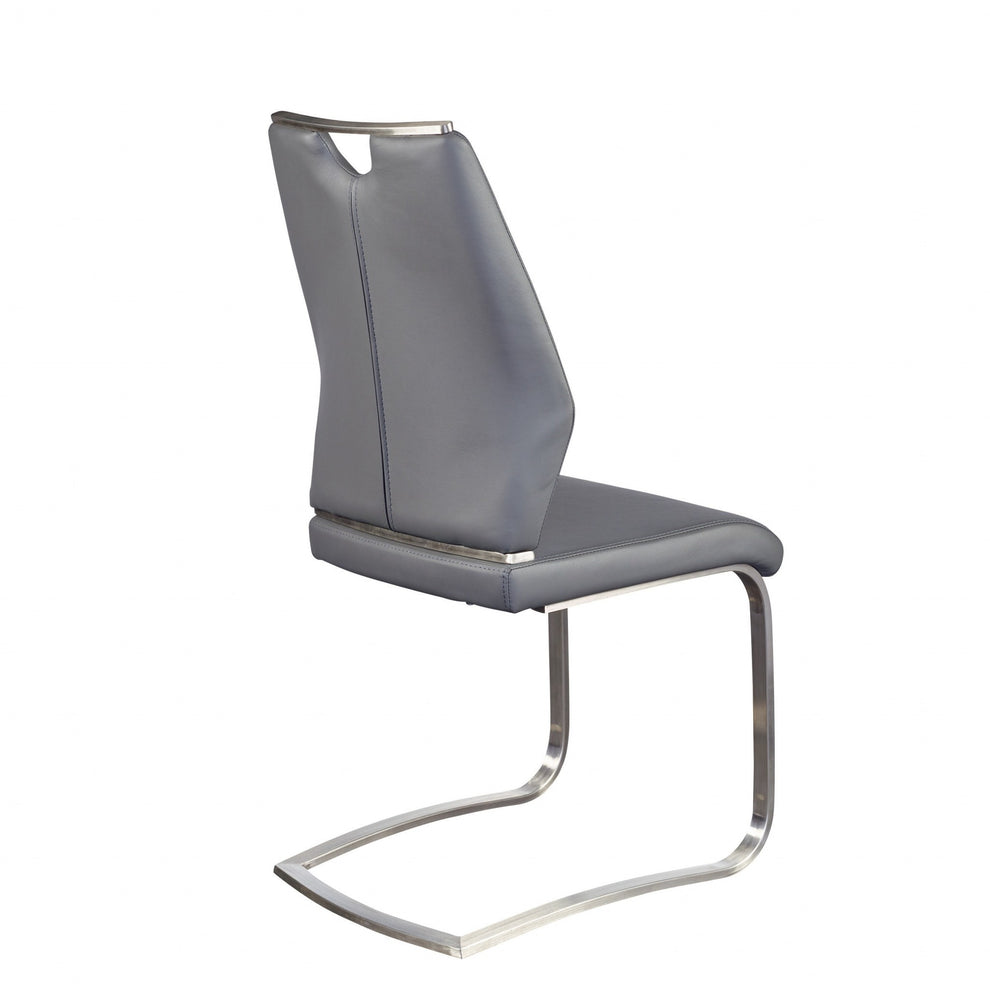 Set Of Two Black Faux Leather Cantilever Chairs By Homeroots | Dining Chairs | Modishstore - 12