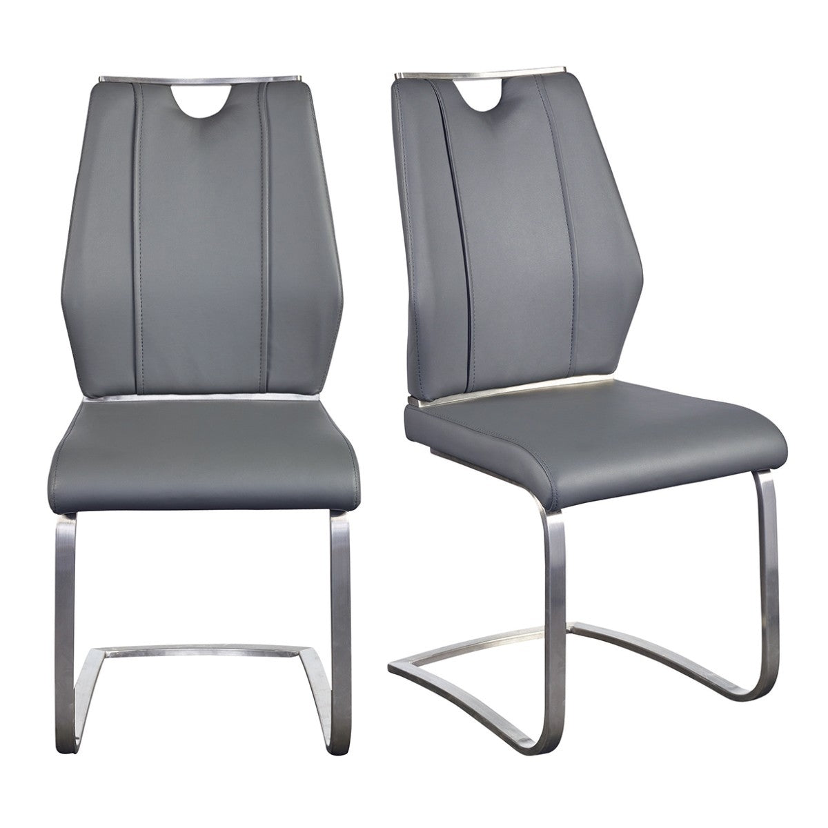 Set Of Two Black Faux Leather Cantilever Chairs By Homeroots | Dining Chairs | Modishstore - 15