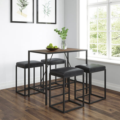 Modern Geo Black And Walnut Five Piece Bar Set By Homeroots | Bar Stools & Table | Modishstore