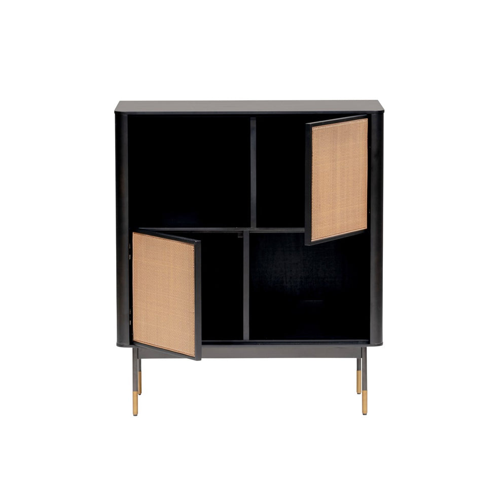 Black Wood And Wicker Accent Cabinet By Homeroots | Cabinets | Modishstore - 2