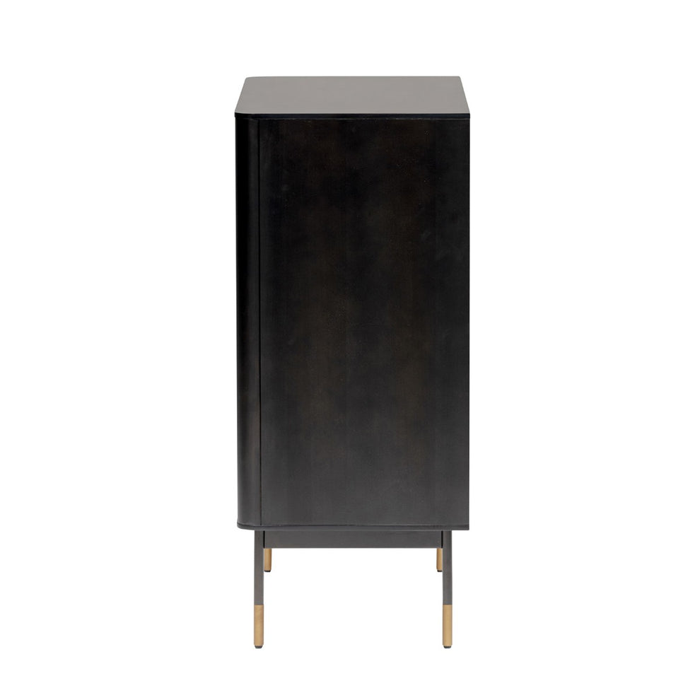 Black Wood And Wicker Accent Cabinet By Homeroots | Cabinets | Modishstore - 6