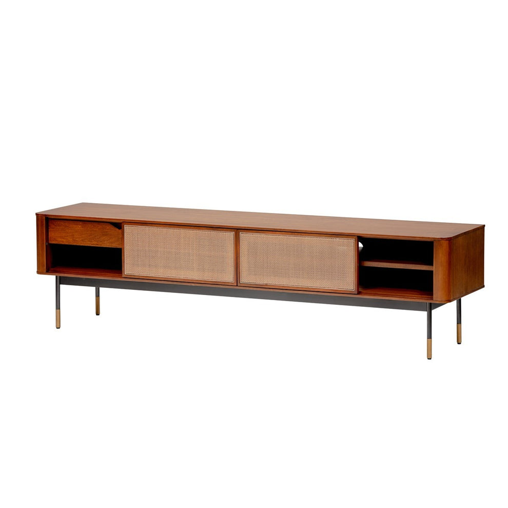 Brown Wood and Wicker Media Stand By Homeroots | TV Stands | Modishstore - 4