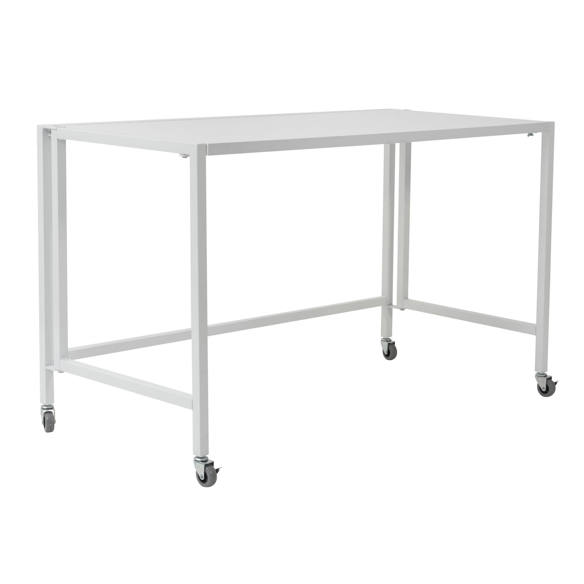 White Metal Minimalist Folding Table Desk By Homeroots | Desks | Modishstore - 2